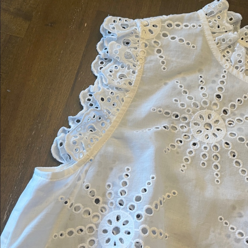 Kate Spade White Eyelet Ruffle Blouse 4 new - Picture 5 of 7
